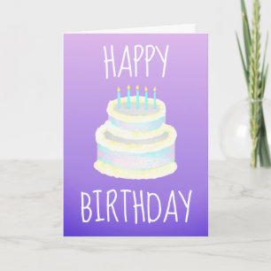 Happy Birthday Cake Lila Karte