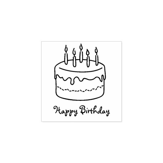 Happy Birthday Cake mit Candles Cartoon Zeichnend Gummistempel (Prägung)