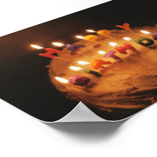 Happy Birthday Cake mit Kerzen Poster (Ecke)
