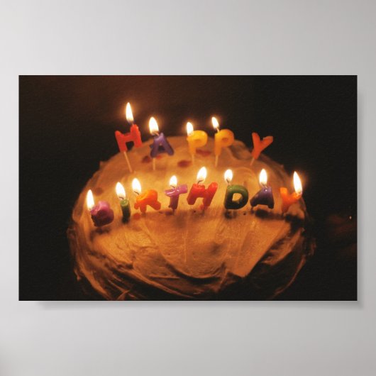 Happy Birthday Cake mit Kerzen Poster (Vorne)