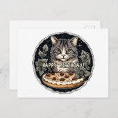 Happy Birthday cake niedliche Katze Postkarte (Vorne/Hinten)