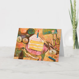 Happy Birthday Cake Painted Recipe Card (Horiz) Karte