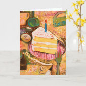 Happy Birthday Cake Painted Recipe Card (Vertikal) Karte (Gelbe Blume)