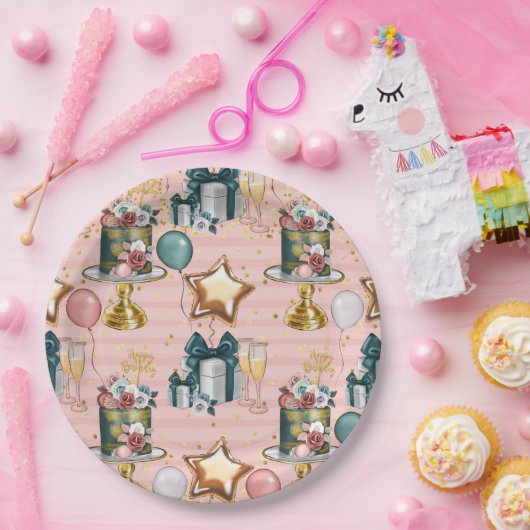 Happy Birthday Cake Pappteller (Party)