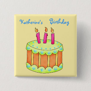 Happy Birthday Cake Personalisiert Gelbes Button