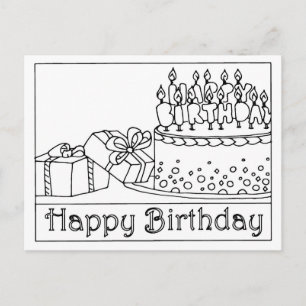 Happy Birthday Cake Postcard Postkarte