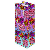 Happy Birthday Cake präsentiert Party Celebrate We Geschenktüte Für Weinflaschen (Rückseite Schrägansicht)