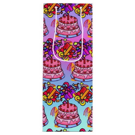 Happy Birthday Cake präsentiert Party Celebrate We Geschenktüte Für Weinflaschen (Vorderseite)