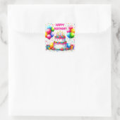 Happy Birthday Cake Quadratischer Aufkleber (Tasche)