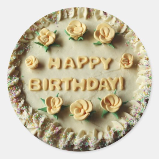 Happy Birthday Cake Runder Aufkleber (Vorderseite)