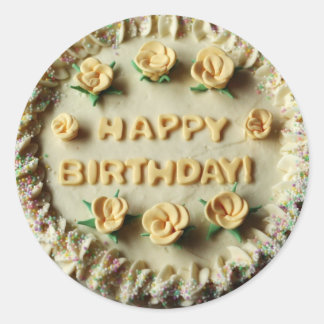 Happy Birthday Cake Runder Aufkleber