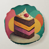 Happy Birthday Cake Rundes Kissen (Rückseite)