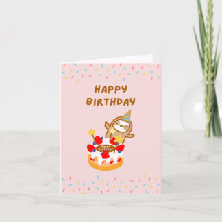 Happy Birthday Cake Sloth Card Karte