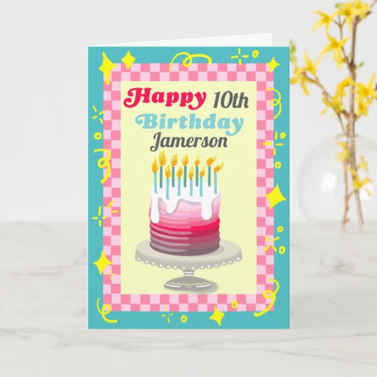 Happy Birthday Cake Stack of Fun Customize Karte (Gelbe Blume)