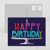 Happy Birthday Cake Typografy Postcard Postkarte (Vorne/Hinten)