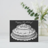 Happy Birthday Cake Vintag Fotografie Postkarte (Stehend Vorderseite)