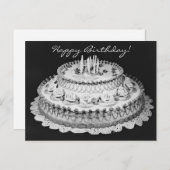 Happy Birthday Cake Vintag Fotografie Postkarte (Vorne/Hinten)