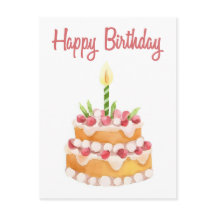 Happy Birthday Cake | Wasserfarbe Erdbeere