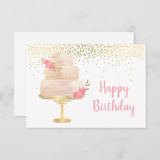 Happy Birthday Cake Watercolor Card (Vorne/Hinten)