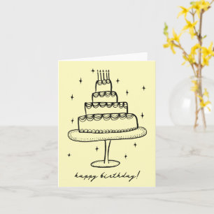 Happy Birthday Cake Whimsical Sketch Doodle Karte