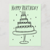 Happy Birthday Cake Whimsical Sketch Doodle Postkarte (Vorderseite)