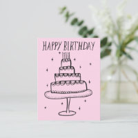 Happy Birthday Cake Whimsical Sketch Doodle