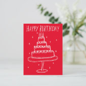 Happy Birthday Cake Whimsical Sketch Doodle Postkarte (Stehend Vorderseite)