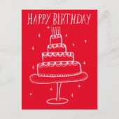 Happy Birthday Cake Whimsical Sketch Doodle Postkarte (Vorderseite)