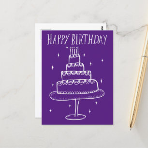 Happy Birthday Cake Whimsical Sketch Doodle Postkarte