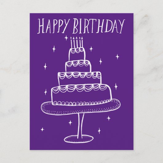Happy Birthday Cake Whimsical Sketch Doodle Postkarte (Vorderseite)