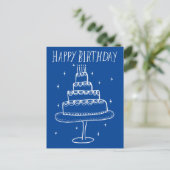 Happy Birthday Cake Whimsical Sketch Doodle Postkarte (Stehend Vorderseite)