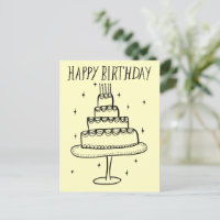 Happy Birthday Cake Whimsical Sketch Doodle