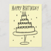 Happy Birthday Cake Whimsical Sketch Doodle Postkarte (Vorderseite)