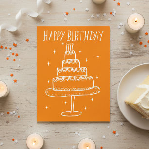 Happy Birthday Cake Whimsical Sketch Doodle Postkarte