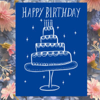 Happy Birthday Cake Whimsical Sketch Doodle