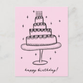 Happy Birthday Cake Whimsical Sketch Doodle Postkarte (Vorderseite)