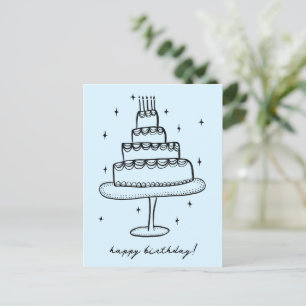 Happy Birthday Cake Whimsical Sketch Doodle Postkarte
