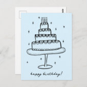 Happy Birthday Cake Whimsical Sketch Doodle Postkarte (Vorne/Hinten)