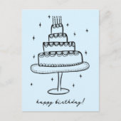 Happy Birthday Cake Whimsical Sketch Doodle Postkarte (Vorderseite)