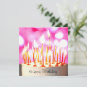 Happy Birthday cake with burning candles Karte (Stehend Vorderseite)