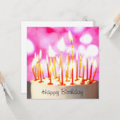 Happy Birthday cake with burning candles Karte (Vorderseite/Rückseite Beispiel)