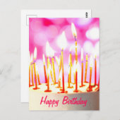 Happy Birthday cake with burning candles Karte (Vorne/Hinten)
