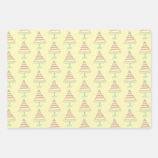 Happy Birthday Cakes Niedlich Charming Muster Gesc Geschenkpapier Set (Vorderseite 3)