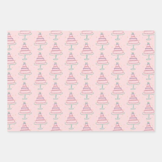 Happy Birthday Cakes Niedlich Charming Muster Gesc Geschenkpapier Set (Vorderseite 2)