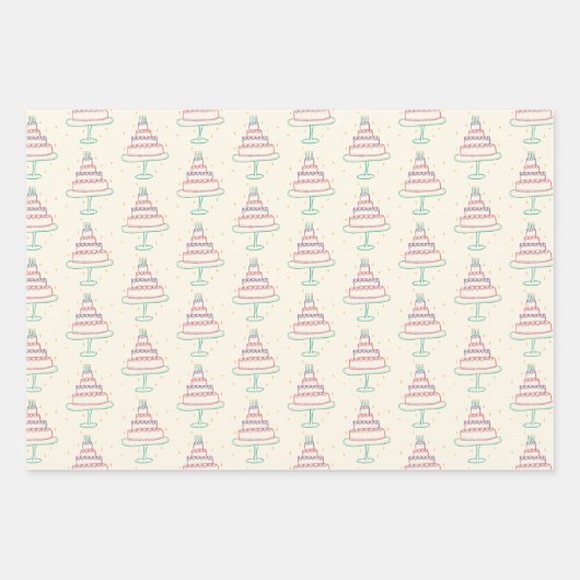 Happy Birthday Cakes Niedlich Charming Muster Gesc Geschenkpapier Set (Vorderseite 3)