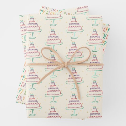 Happy Birthday Cakes Niedlich Charming Muster Gesc Geschenkpapier Set (Beispiel)