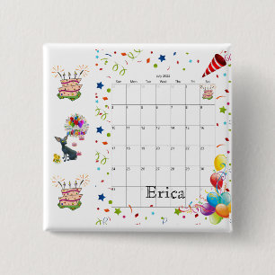 Happy Birthday Calendar Juli 2022 Schaltfläche Button