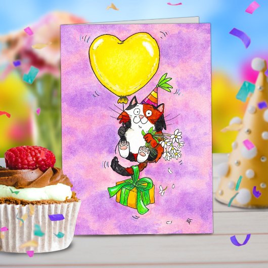 Happy Birthday Calico Cat Grußkarte Dankeskarte