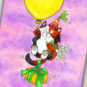 Happy Birthday Calico Cat Postcard Postkarte