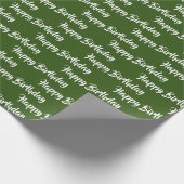 Happy Birthday Calligrafy Schriftart Pattern Green Geschenkpapier (Ecke)